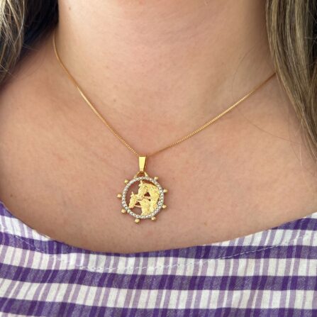 Colar feminino Cavalos banhado Ouro 18k