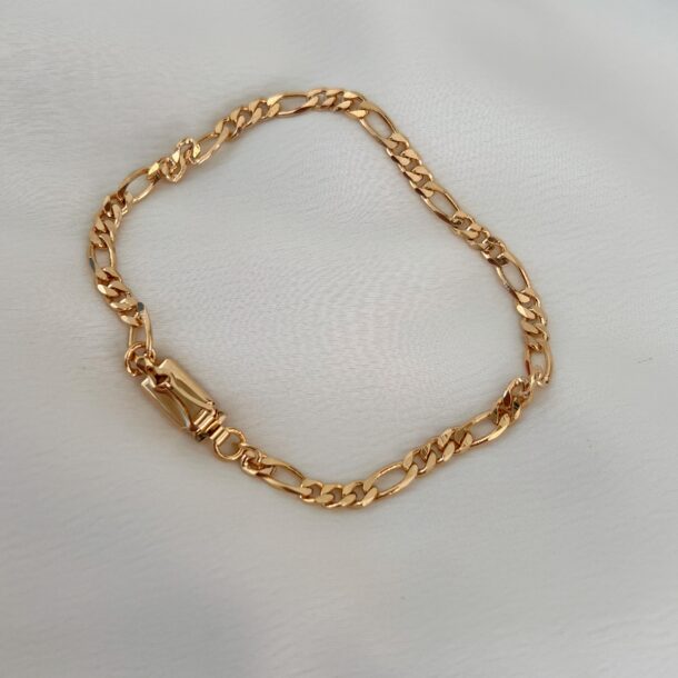 Pulseira Masculina Groumet 3x1 com Fecho Gaveta Banhada a Ouro 18k